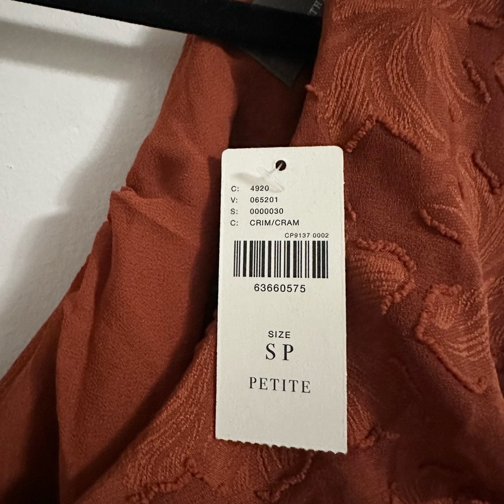 NWT Anthropologie Textured Floral Ruffle Blouse Top Ruffled Rust Crimson Small - Picture 4 of 5